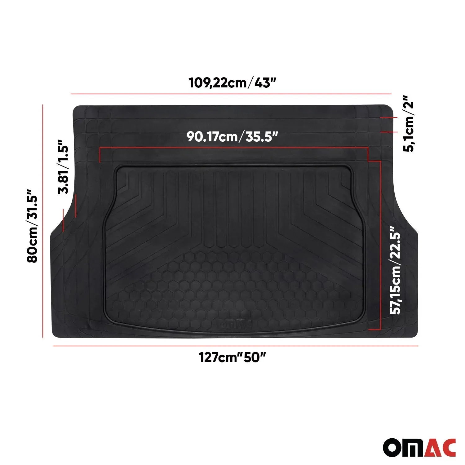 2000-2024 Chevrolet Malibu Semi-Custom fit Cargo Mats Liner All Weather Black Rubber