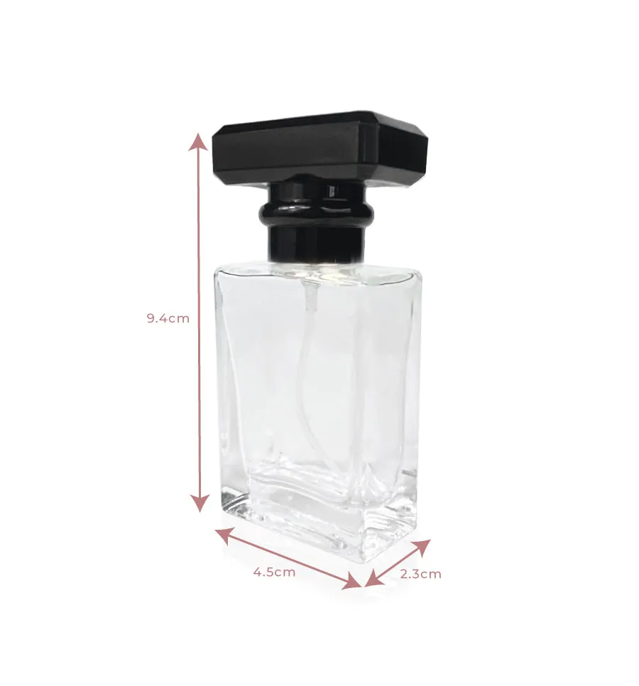 30ml Clear Glass Spray Bottle with Black Lid