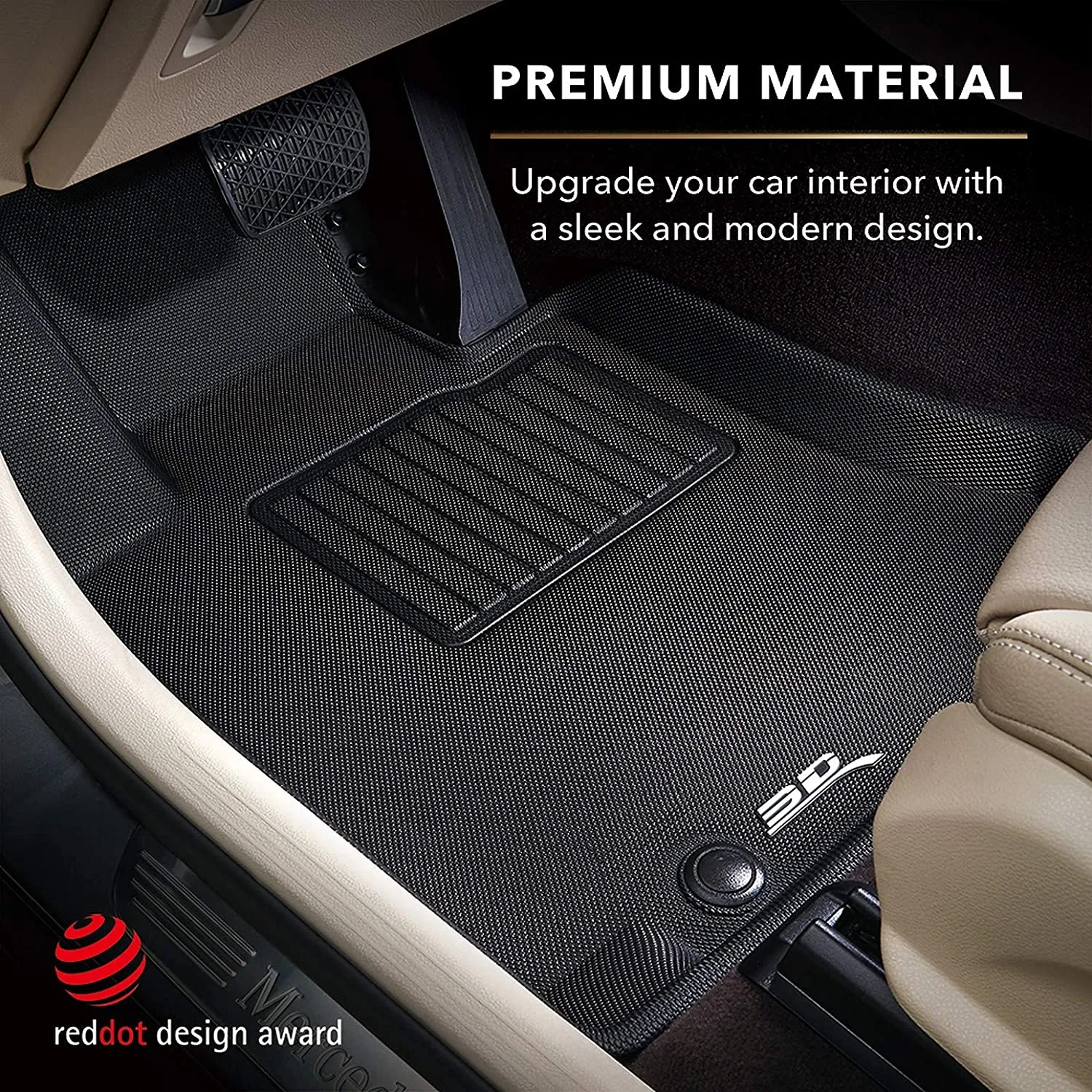 3D MAXpider All-Weather Floor Mats for Ford 2015-20 F150 Raptor Custom Fit Car Floor Liners, Kagu Series (1st & 2nd Row, Black)