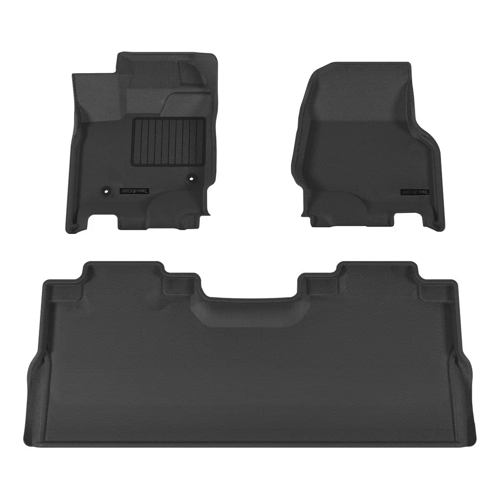 3D MAXpider All-Weather Floor Mats for Ford 2015-20 F150 Raptor Custom Fit Car Floor Liners, Kagu Series (1st & 2nd Row, Black)