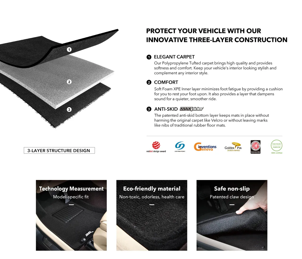 3D MAXpider Floor Mats Infiniti QX50 (19-24) QX55 (22-23) All-Weather Elegant Series - Complete Set