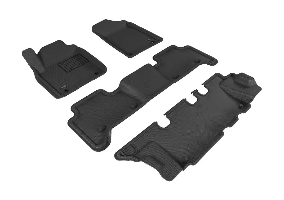 3D MAXpider Floor Mats Infiniti QX56 8 Seater (2011-2013) All-Weather Kagu Series Black - Front / Second / Third  Row