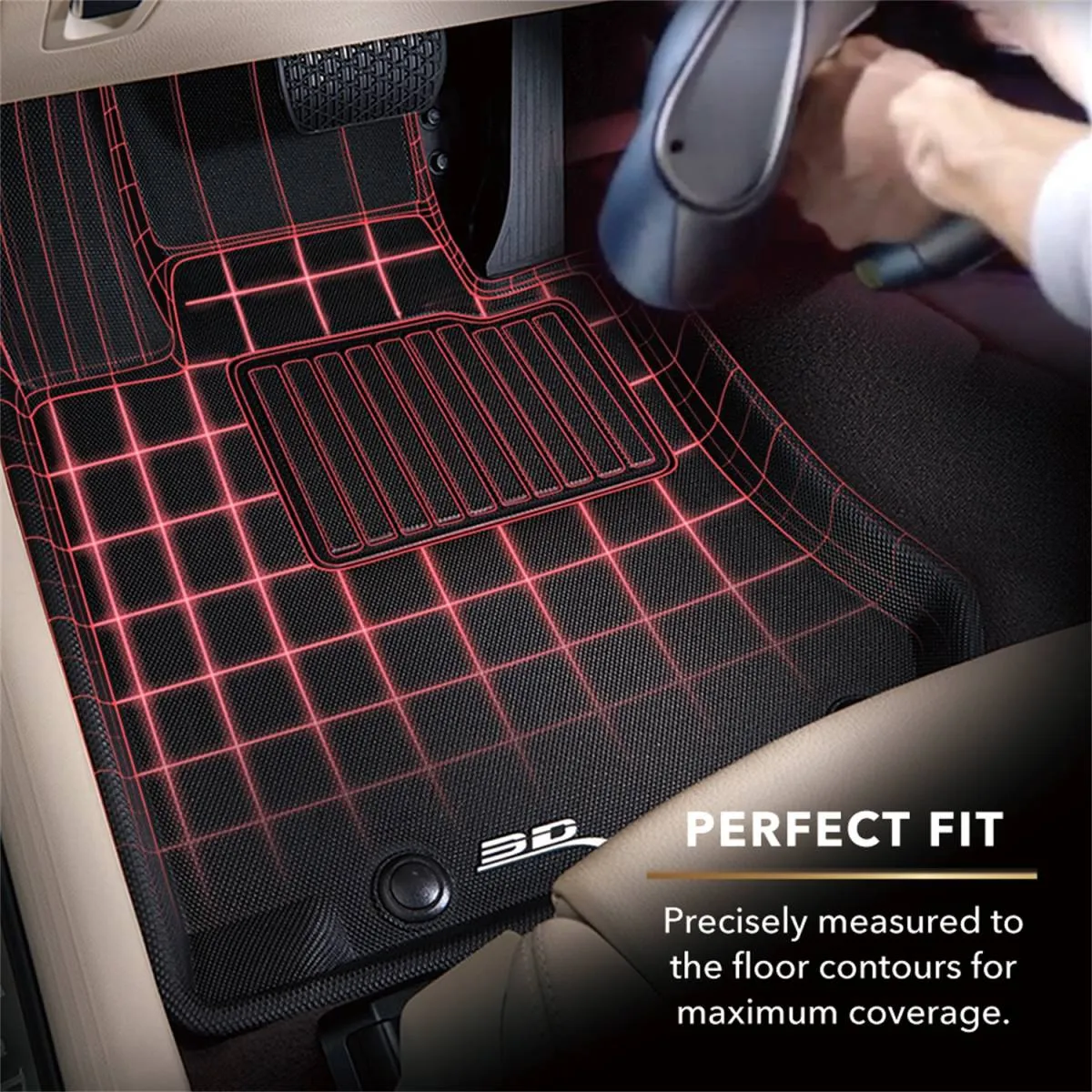 3D MAXpider Floor Mats Infiniti QX60 (2022-2024) All-Weather Kagu Series Black - Front / Second / Third  Row