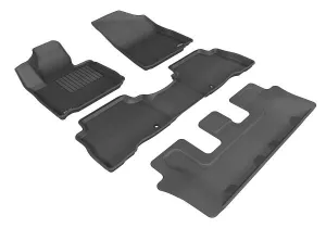 3D MAXpider Floor Mats Kia Sorento (2014-2015) All-Weather Kagu Series Black - Front / Second / Third  Row