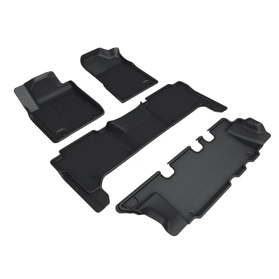 3D MAXpider Floor Mats Nissan Armada (19-24) All-Weather Kagu Series Black - Front / Second / Third Row