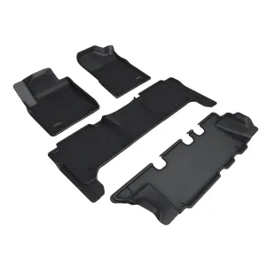 3D MAXpider Floor Mats Nissan Armada (19-24) All-Weather Kagu Series Black - Front / Second / Third Row