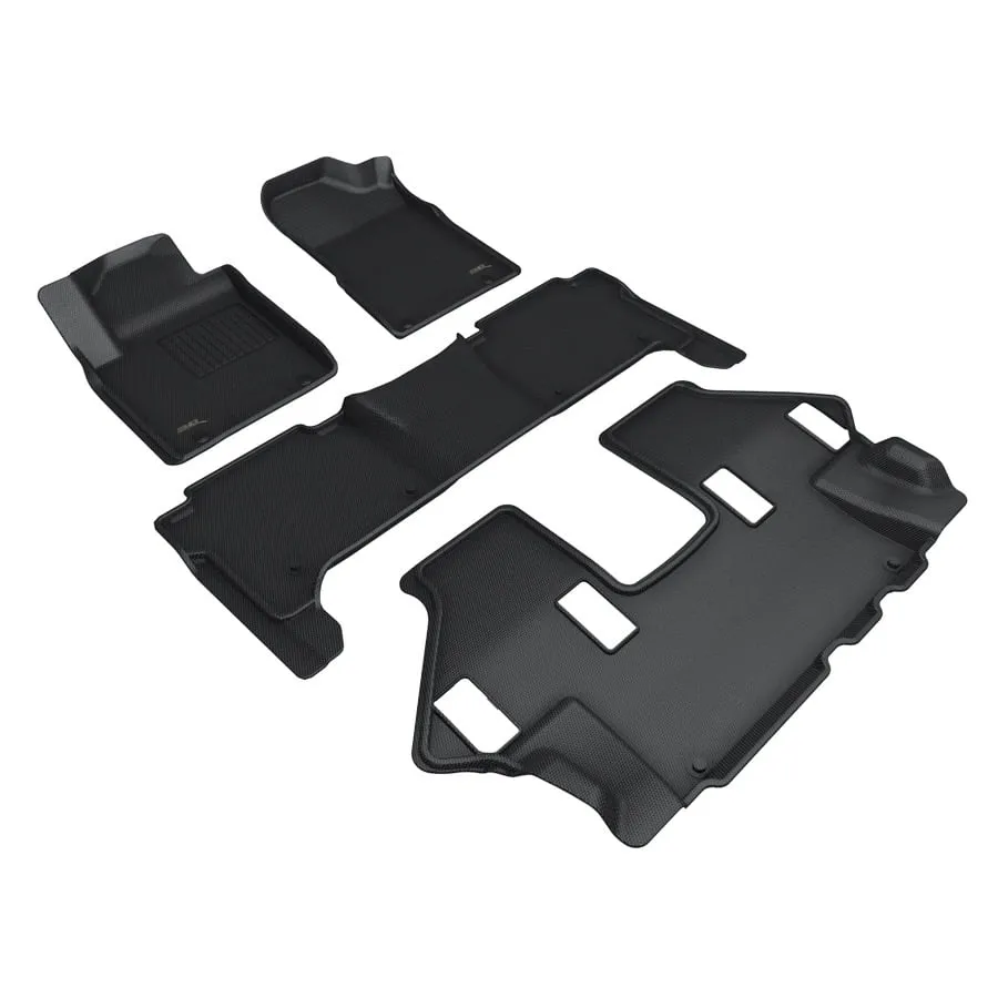 3D MAXpider Floor Mats Nissan Armada (19-24) All-Weather Kagu Series Black - Front / Second / Third Row