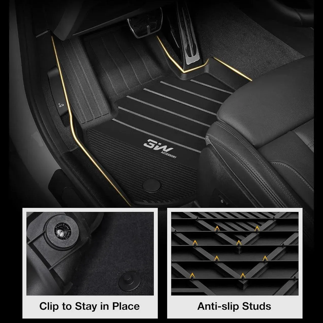 3W BMW 2019-2024 X4 M M40i xDrive30i Floor Mats TPE Material & All-Weather Protection