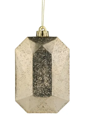 6.25" Antique Look Rectangle Gem Ornament: Champagne