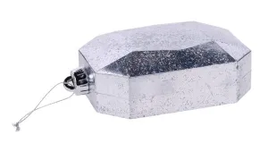 6.25" Antique Look Rectangle Gem Ornament: Silver