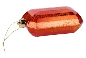 7" Antique Look Rectangle Gem Ornament: Copper