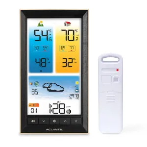 AcuRite Home Weather Station with Color Display, Wireless Outdoor Thermometer for Indoor/Outdoor Temperature & Humidity - Black