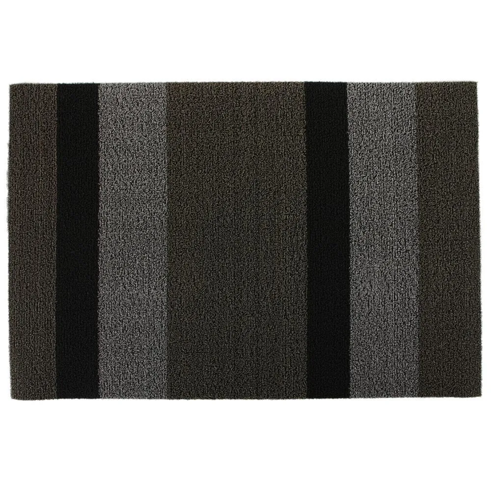 Chilewich Shag Bold Stripe Floormat Black/Silver