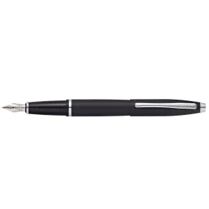 Cross Fountain Pen - Calais Matte Black Chrome Appointments, Medium | AT0116-14MS