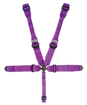 Crow 5-Way PRO Series 3" Kam Lock w/ Dog Bone Harness & Black Pro Aluminum Adjusters - SFI-16.1 - Purple