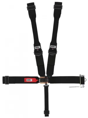 Crow 5-Way PRO Series 3" Latch & Link w/ Dog Bone Harness w/ Aluminum Adjusters - Black Hardware - Ratchet on Left Side - SFI-16-1 - Black