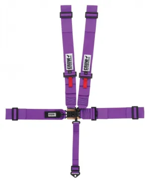 Crow 5-Way PRO Series Latch & Link Harness - Black Hardware - 55" Lap Belt w/ Left Side Pull-Up Adjust - Purple