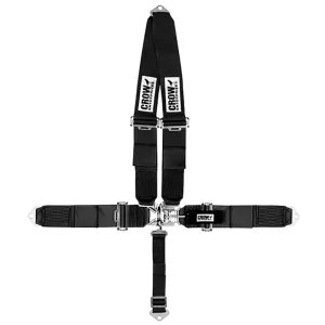 Crow 5-Way Standard 3" Latch & Link - V-Type Shoulder Harness - Drag Racing Door Car - Black