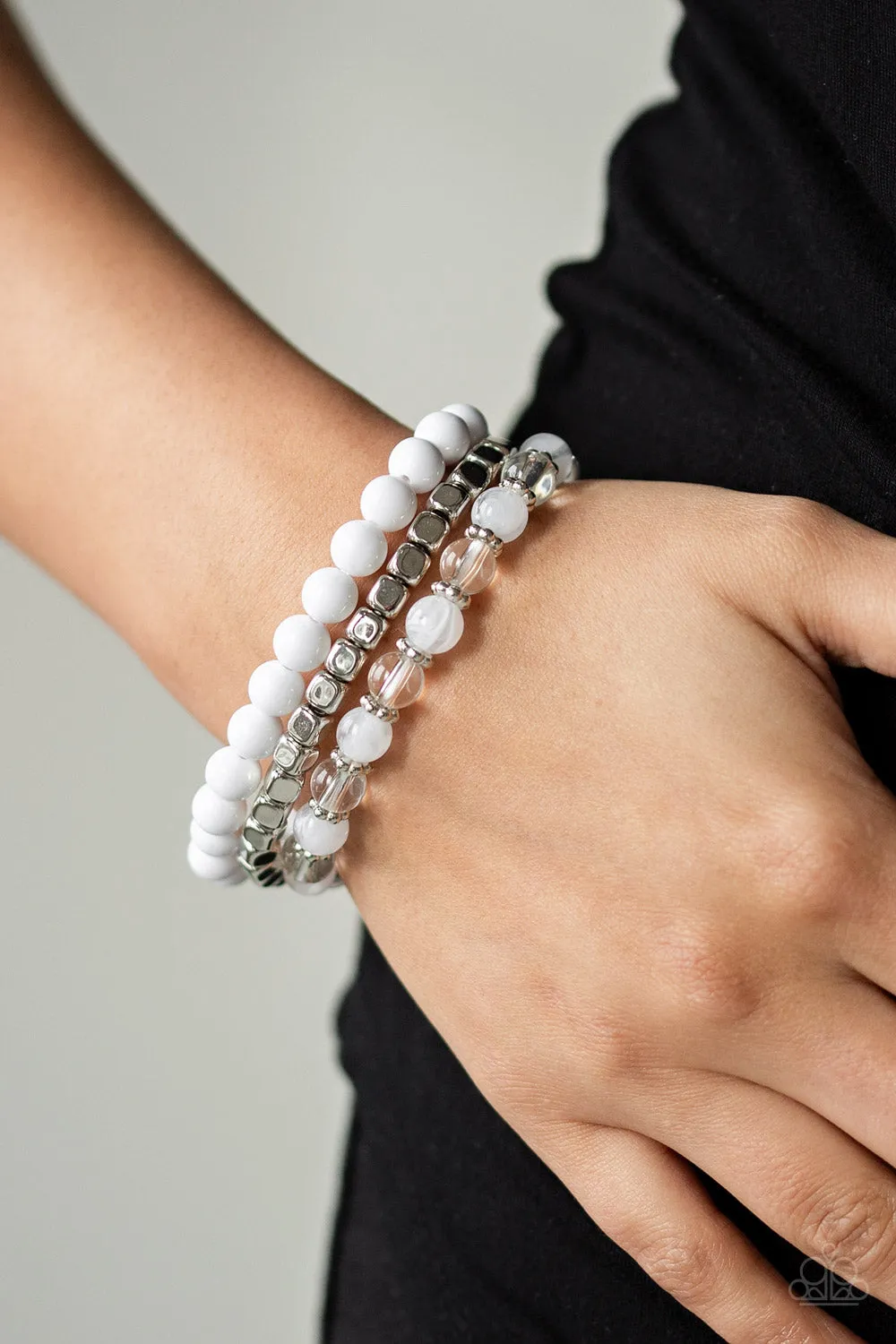 Globetrotter Glam - White Bracelet - Paparazzi Accessories
