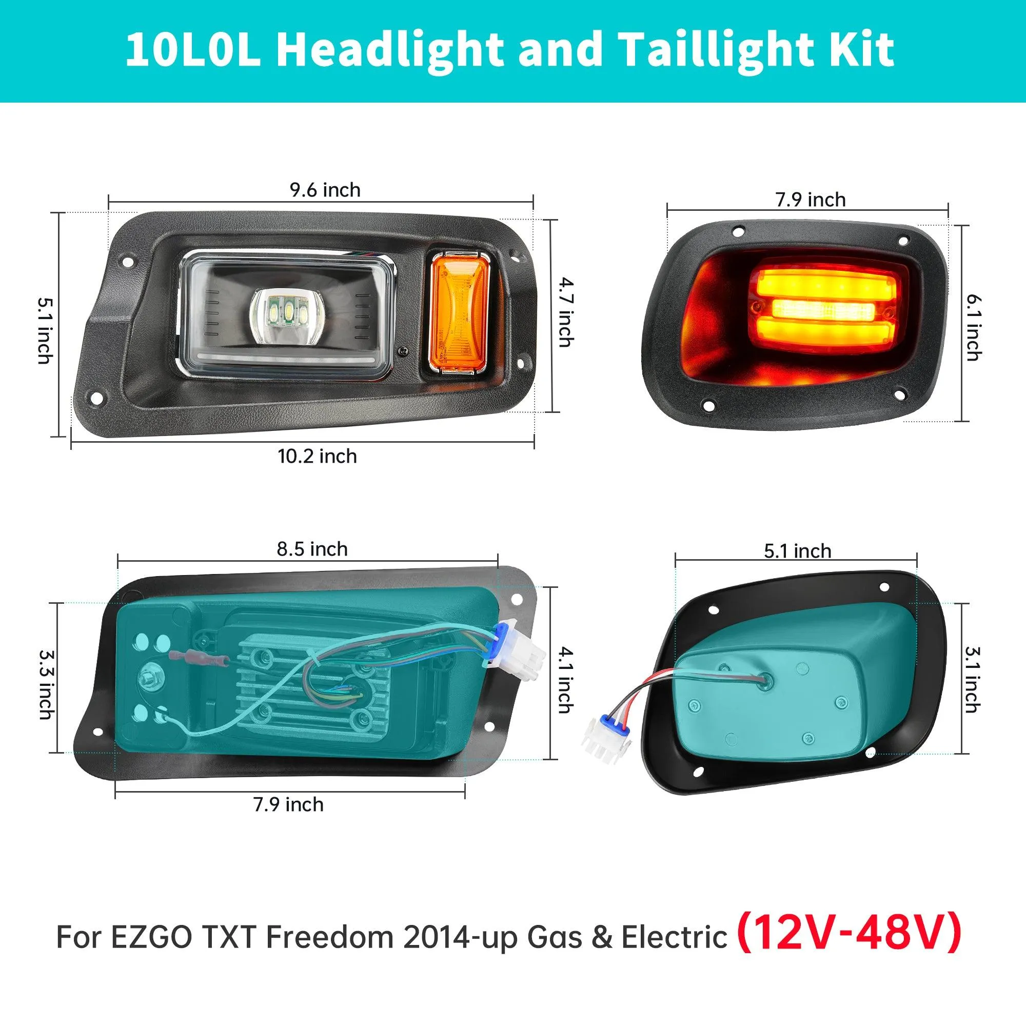 Golf Cart LED Light Kits for EZGO TXT Freedom 2014-up - 10L0L