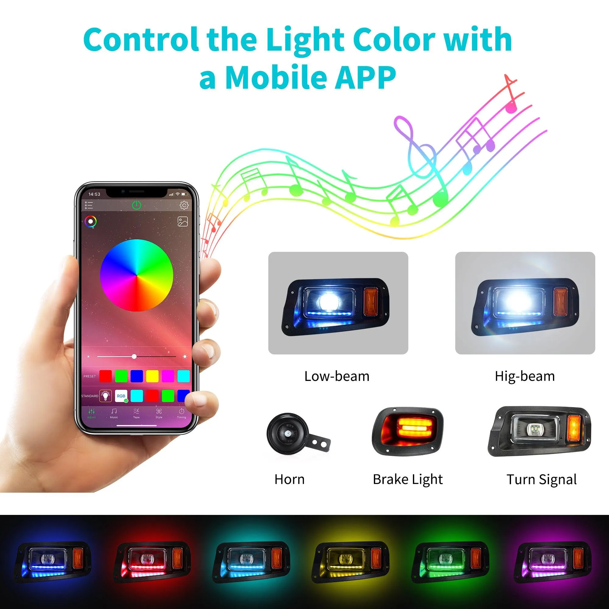 Golf Cart LED Light Kits for EZGO TXT Freedom 2014-up - 10L0L