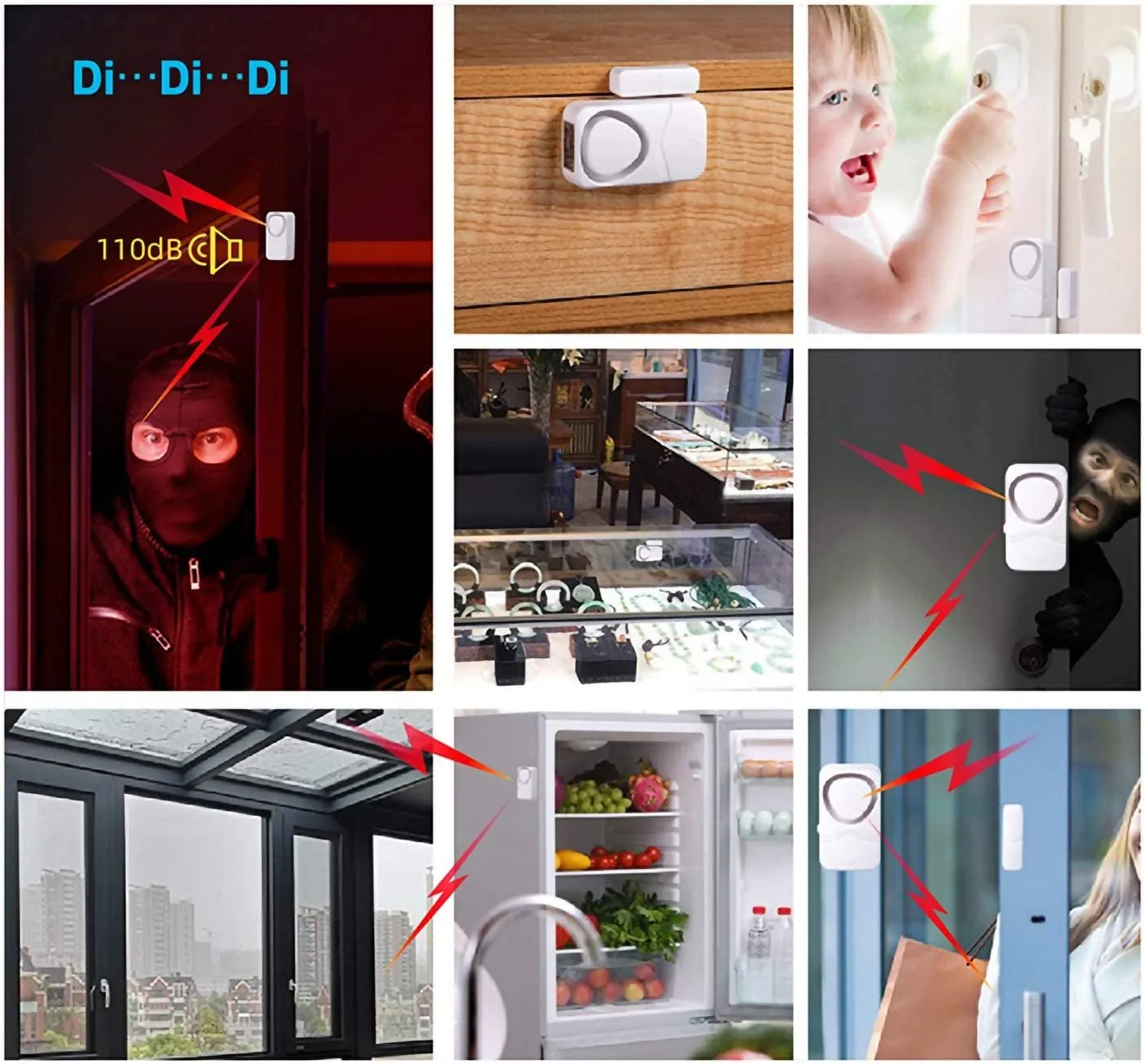 HENDUN Home Security Door Alarms, 10 Pack,Updated Magnetic Sensor Alert, Window Alarms, Pool Door Alarm for Kids