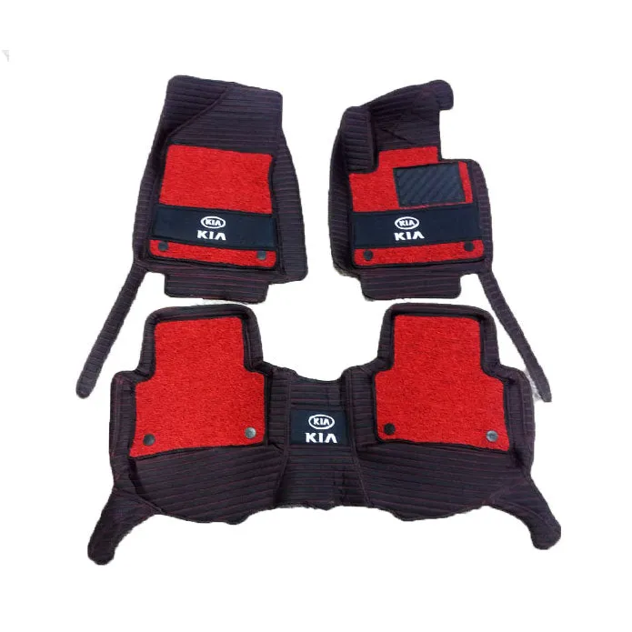 KIA Sportage 10D Lining Floor Mats Mix Thread Black With Red Grass With Logo 3 Pcs - Model 2019-2024