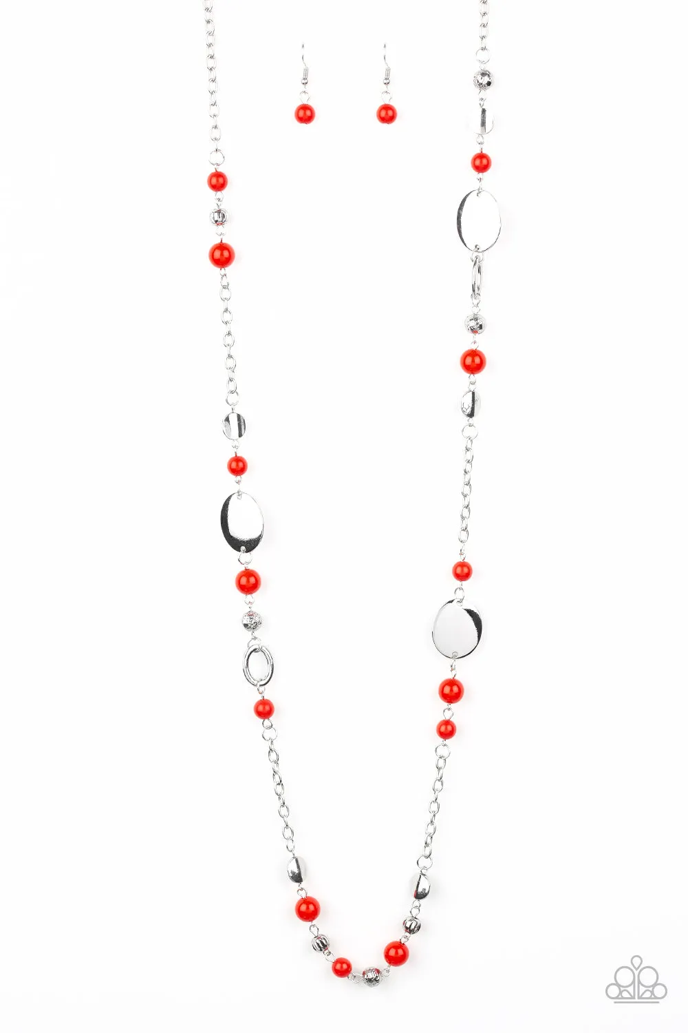 Paparazzi Serenely Springtime Red Necklace Set
