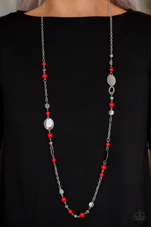 Paparazzi Serenely Springtime Red Necklace Set