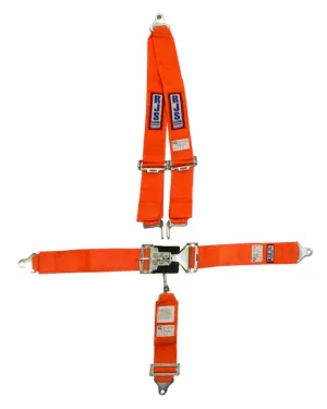 RJS 5-Point Roll Bar Mount Harness System - Orange - 3" Anti-Submarine Belt