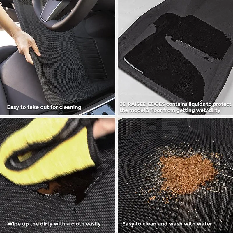 TAPTES® All Weather Floor Mats for Right-Hand Drive Model 3, 2018-2024 Floor Mats for Tesla Model 3