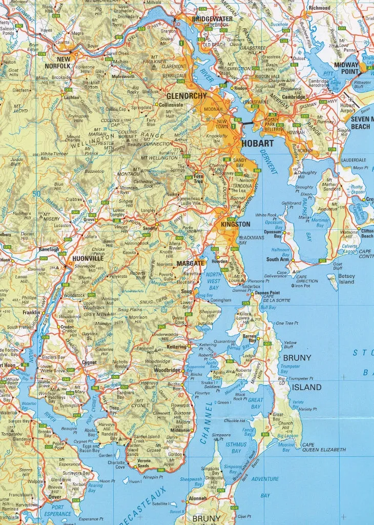 Tasmania South East Tasmap Map