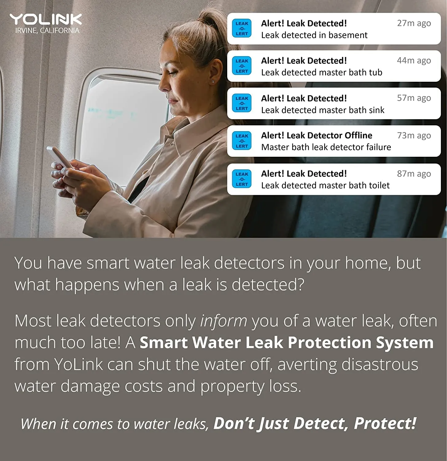 Yolink Smart Home Starter Kit: Hub & 3-Pack Water Leak Sensor 1, Lora up to 1/4 Mile Open-Air Range, Sms/Text, Email & Push Notifications, W/Alexa, IFTTT, Home Assistant